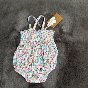 NWT 0-3 months Angel Dear puppy floral print onesie